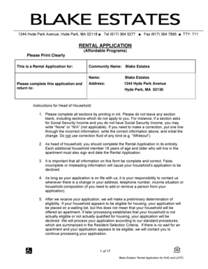 Blake Estates Rental Application