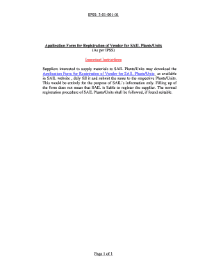 Registration form template - bhilai steel plant vendor registration