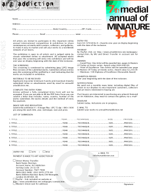 Art Addiction Annual Competition Entry Form