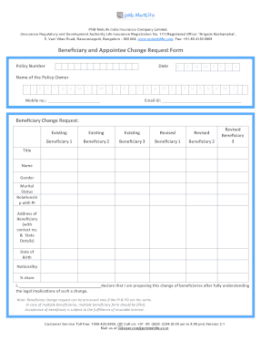 PNB MetLife Beneficiary and Appointee Change Request Form