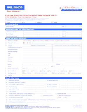 Proposal Form for Commercial Vehicles Package Policy - Reliance ...