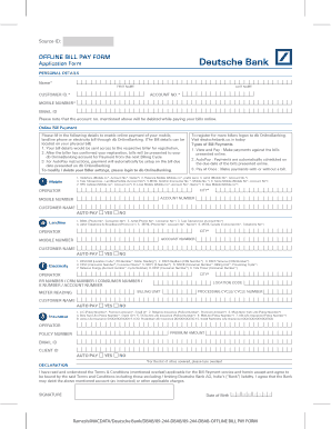 Deutsche Bank Offline Bill Pay Form