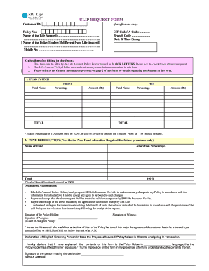 Customer id for ulip form