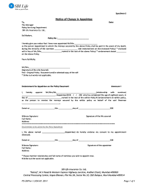 Notice of Change in Appointee