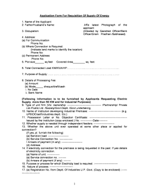 Filled requisition form