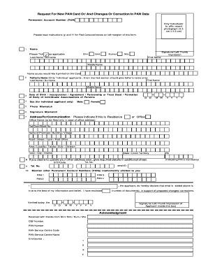 Request for New PAN Card or Changes