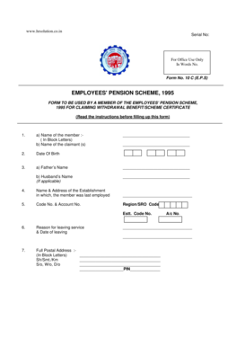 Form 10 C EPS Withdrawal Benefit Claim