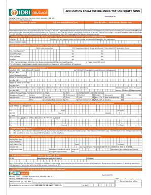 IDBI India Top 100 Equity Fund Application Form