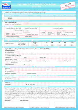 Mutual Fund Systematic Transaction Form