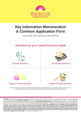 Birla Sun Life Mutual Fund Application Form