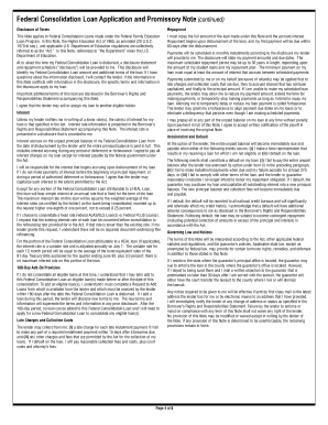 Federal Consolidation Loan Application and Promissory Note