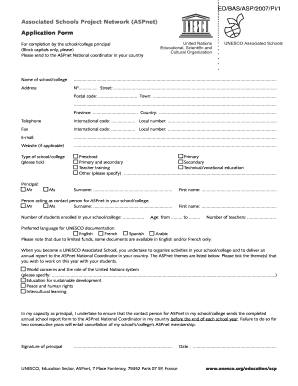 UNESCO ASPnet Application Form