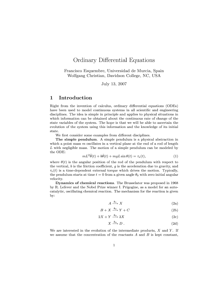 Fillable Online Ordinary Differential Equations Fax Email Print Pdffiller Fillable Online Ordinary Differential Equations Fax Email Print Pdffiller