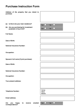 UK Property Purchase Instruction Form