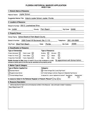 FLORIDA HISTORICAL MARKER APPLICATION
