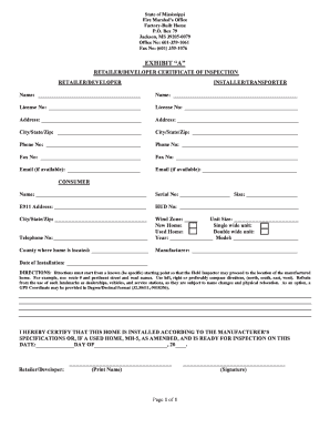 Mississippi Certificate of Inspection