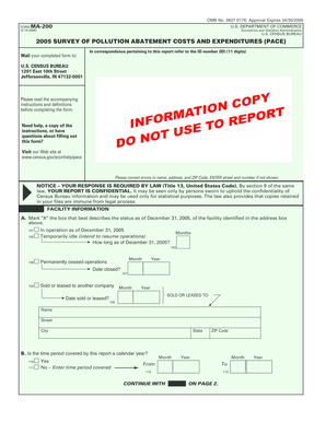 US Census Bureau Form MA-200