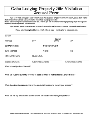 Hotel Site Visit Request Form - Hawaii Lodging and Tourism ...