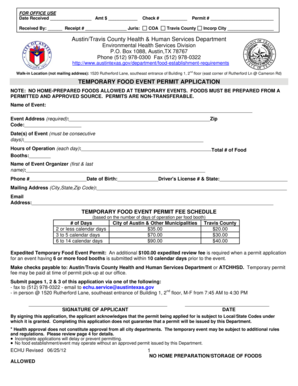 Temporary Food Event Permit Application