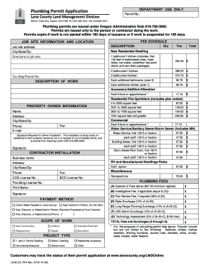 Plumbing Permit Application - Lane County, Oregon - lanecounty
