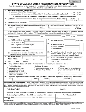 STATE OF ALASKA VOTER REGISTRATION APPLICATION - pwscc