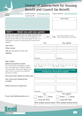 UK Housing Benefit Change of Address Form