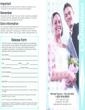 Wedding Announcement Release Form