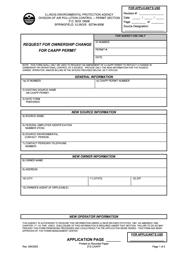 272-caapp - Illinois Environmental Protection Agency - epa state il Preview on Page 1