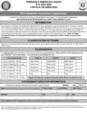 Printable baseball scorecard pdf - legion baseball lincoln nebraska 2012 tournament form