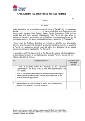 Assistance Animal Permit Application