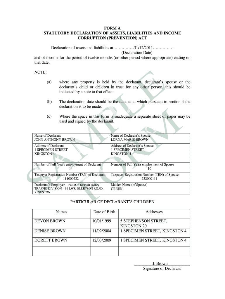 Asset Declaration Form In Word Fill Online Printable Fillable