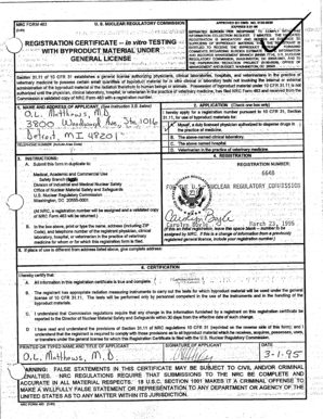 NRC Form 483 Registration Certificate