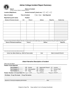 PDF Incident Report Form Part 1 - Adrian College - adrian