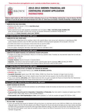 Brown Financial Aid Continuing Student Application