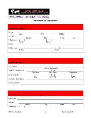 form employment application sample