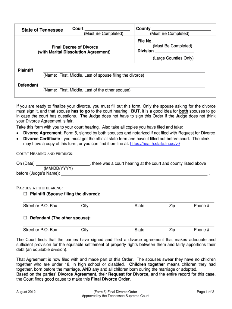 Tn Divorce Papers Pdf Fill Out Sign Online DocHub