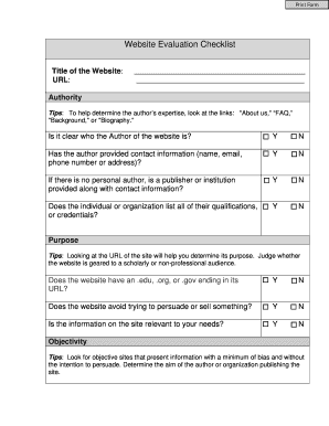 Website Evaluation Checklist