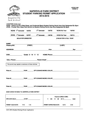 Student Parking Permit Application