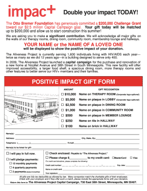 Positive Impact Gift Form