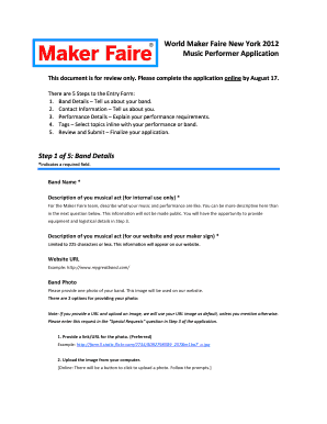 Maker Faire Music Performer Application