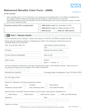 UK NHS AW8 2012 Fill And Sign Printable Template Online