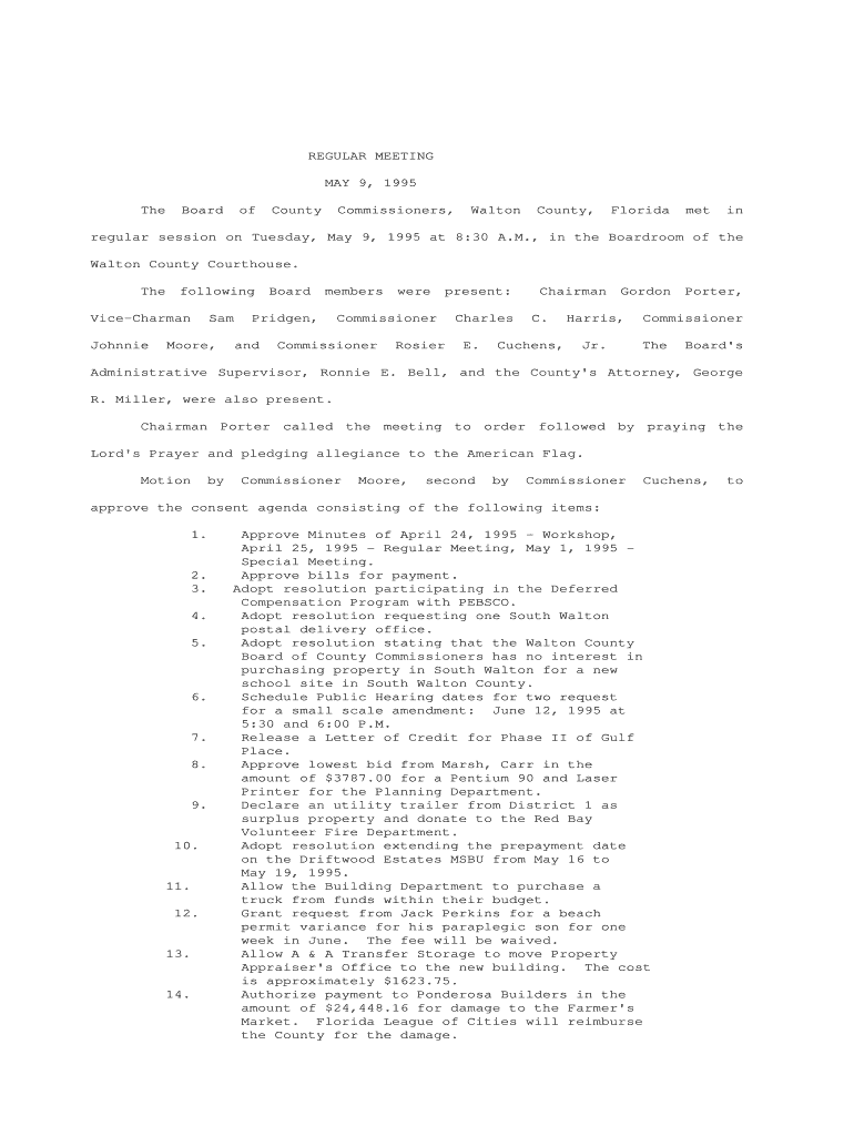 REGULAR MEETING MAY 9, 1995 The Board of County Preview on Page 1