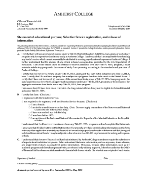 Amherst College Financial Aid Statement