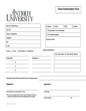 Travel Authorization Form