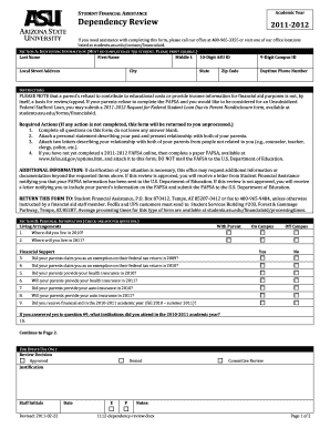 ASU Dependency Review Form