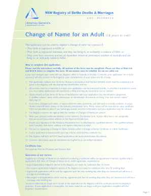 NSW Adult Change of Name Application