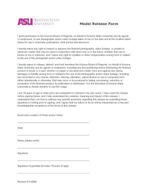 asu photo release form