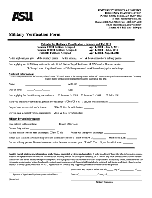 Military Residency Classification Form
