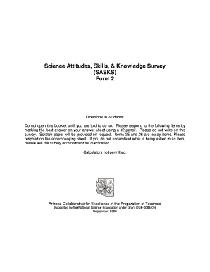 Skills & knowledge survey sasks form