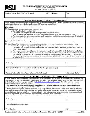 Arizona State University Education Records Consent